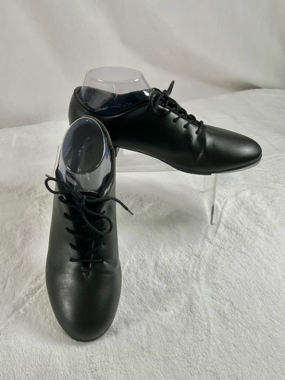 So Danca Lace Up Oxford Black Tap Shoes  Black Vegan Leather Size W8.5L Adult